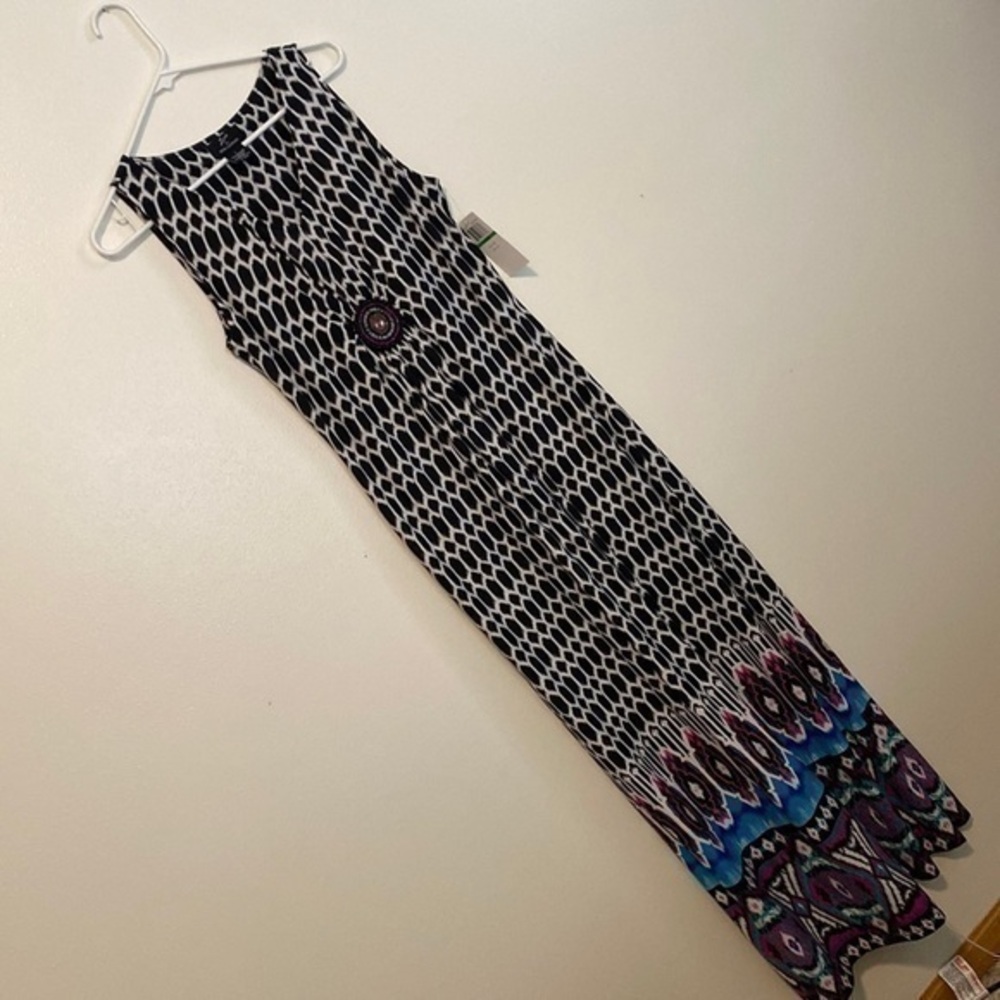 NINA Leonard Lemmie beaded stunning colorful maxi dress NWT LG